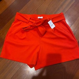 Loft belted red shorts